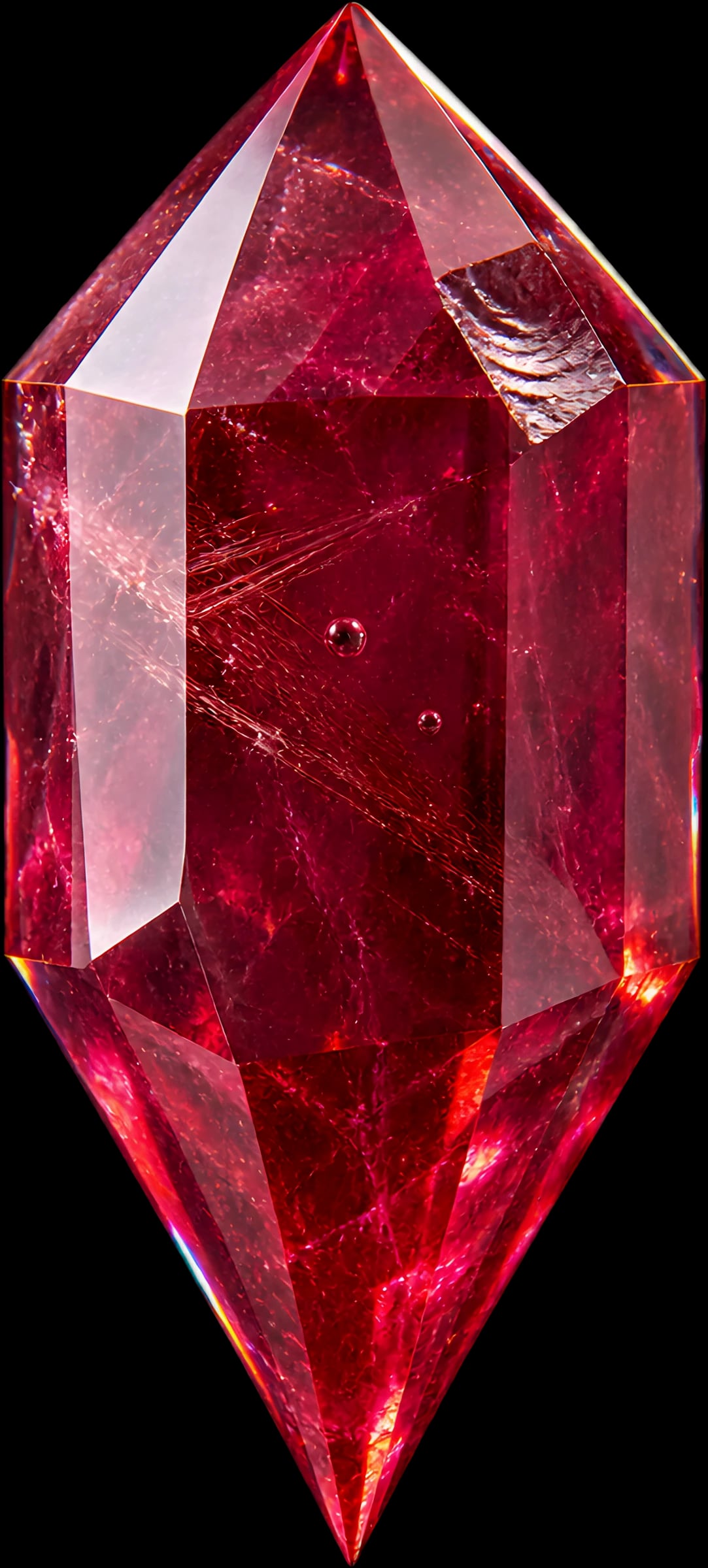 Le cristal Diali, taillé, vu de face.